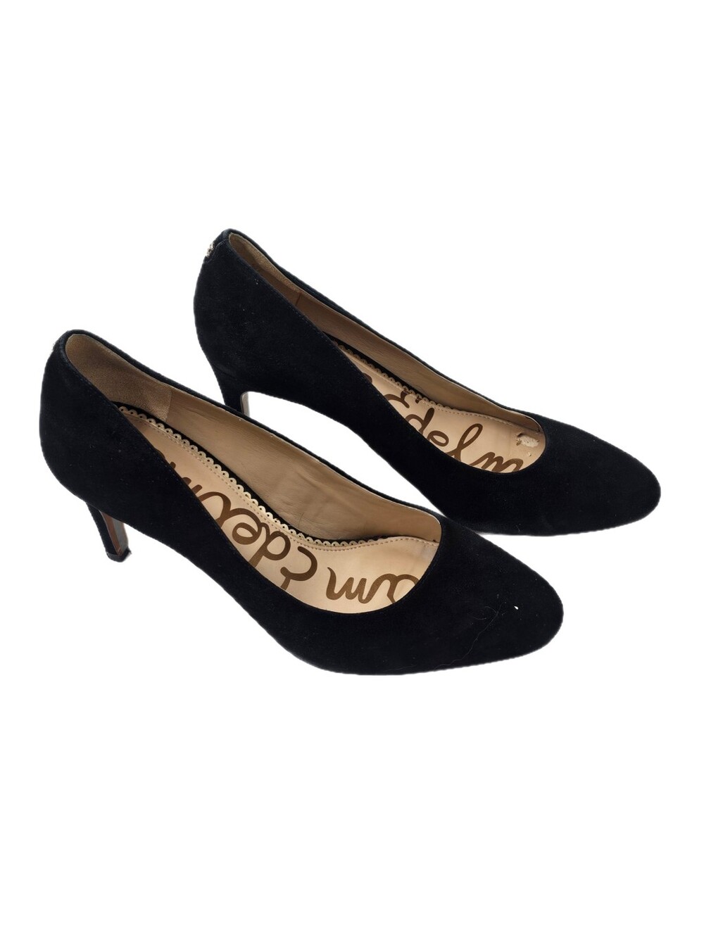 Sam Edelman Elise Black Suede Round Toe Pumps 8.5W 38.5 3.25" Classic Style